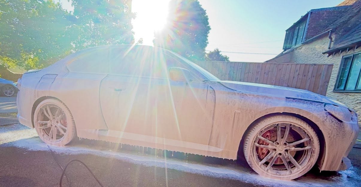 Car exterior being washed