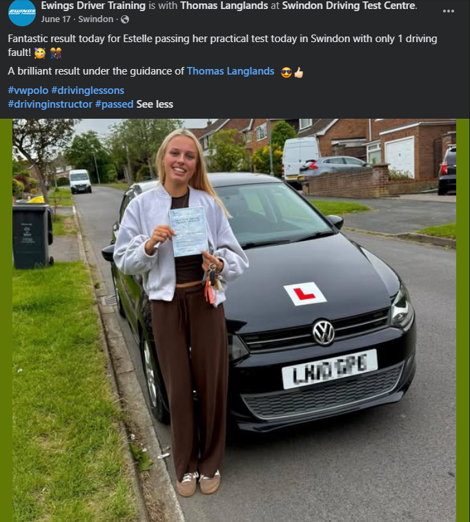 Driving lesson information and customer feedback graphic