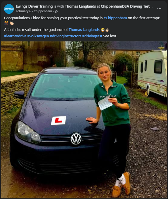 Driving lesson information and customer feedback graphic